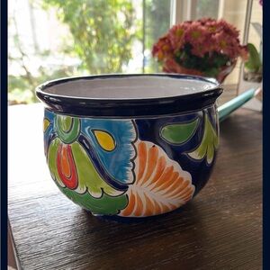 Colorful Ceramic Planter Pot- talavera made in Mexico